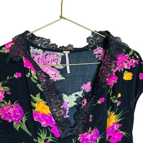 Free People Alora Black Floral Print Mini Dress Women’s Size 0 - Picture 5 of 10